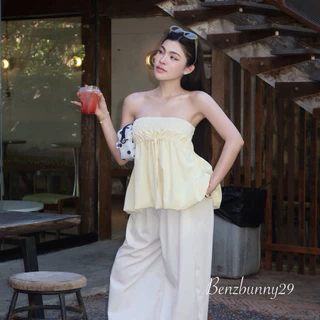 Benzbunny - (2 size) Mocha Dot Set ชุดเซ็ตโพก้าดอตผ้านิ่ง กางเกงทรงจินนี่ น่ารัก ใส่สบาย แนวสาวเวียดนาม #5041