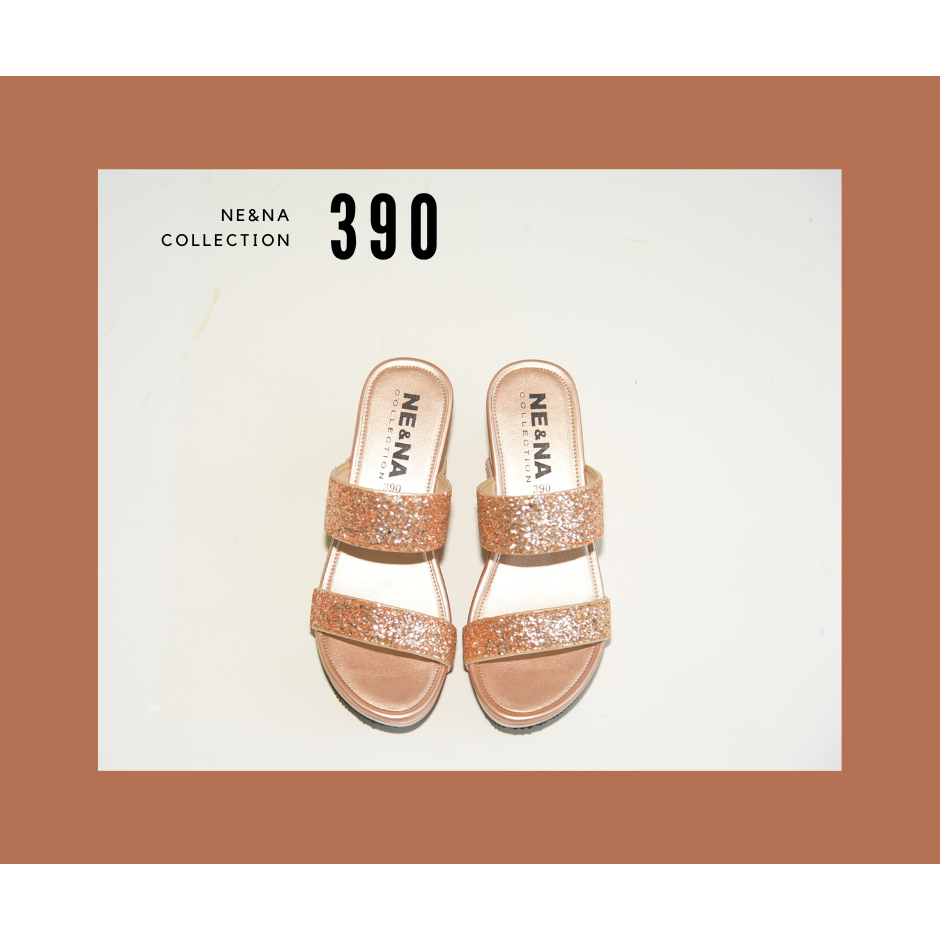 รองเท้าเเฟชั่นผู้หญิงเเบบเเตะสวมส้นตัน No. 390  NE&NA Collection Shoes
