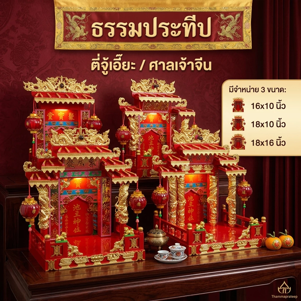 ศาลเจ้าที่จีน ตี่จู้เอี๊ยะไม้ 16นิ้ว/18นิ้ว (ป้ายรูปอากง-อักษรจีน) | อุปกรณ์เครื่องตั้งศาลเจ้าที่จีน
