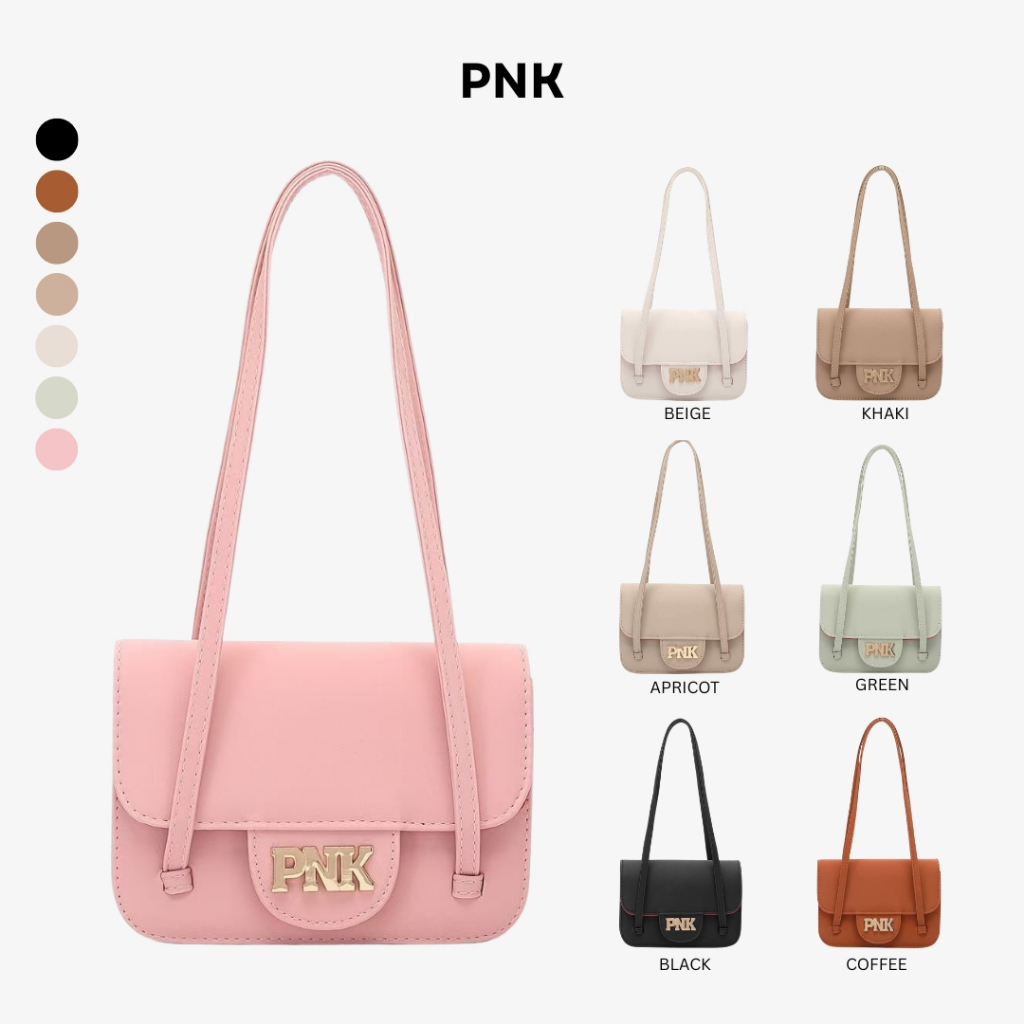 PNK [PINKY] Suede Box Bag (2584#) กระเป๋าสะพายงานกล่อง โลโก้ PNK