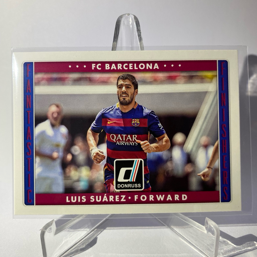 การ์ดนักฟุตบอล LUIS SUAREZ, BARCELONA, PANINI DONRUSS 2015, No.9, (jersey number)