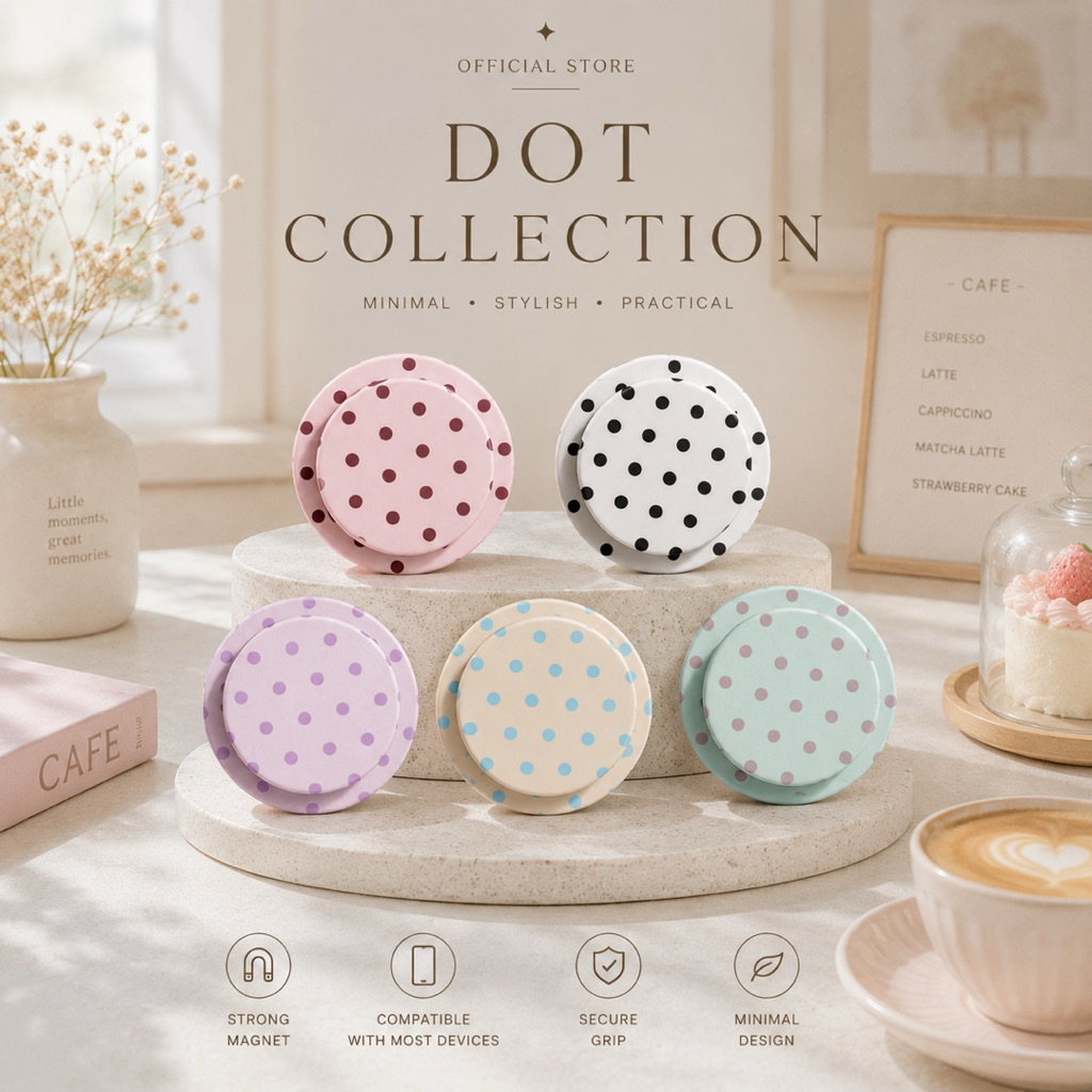 Supercase | กริ๊บท็อกแม่เหล็ก ลายจุด ผิวด้าน Polka Dot Matte Magnatic Griptok