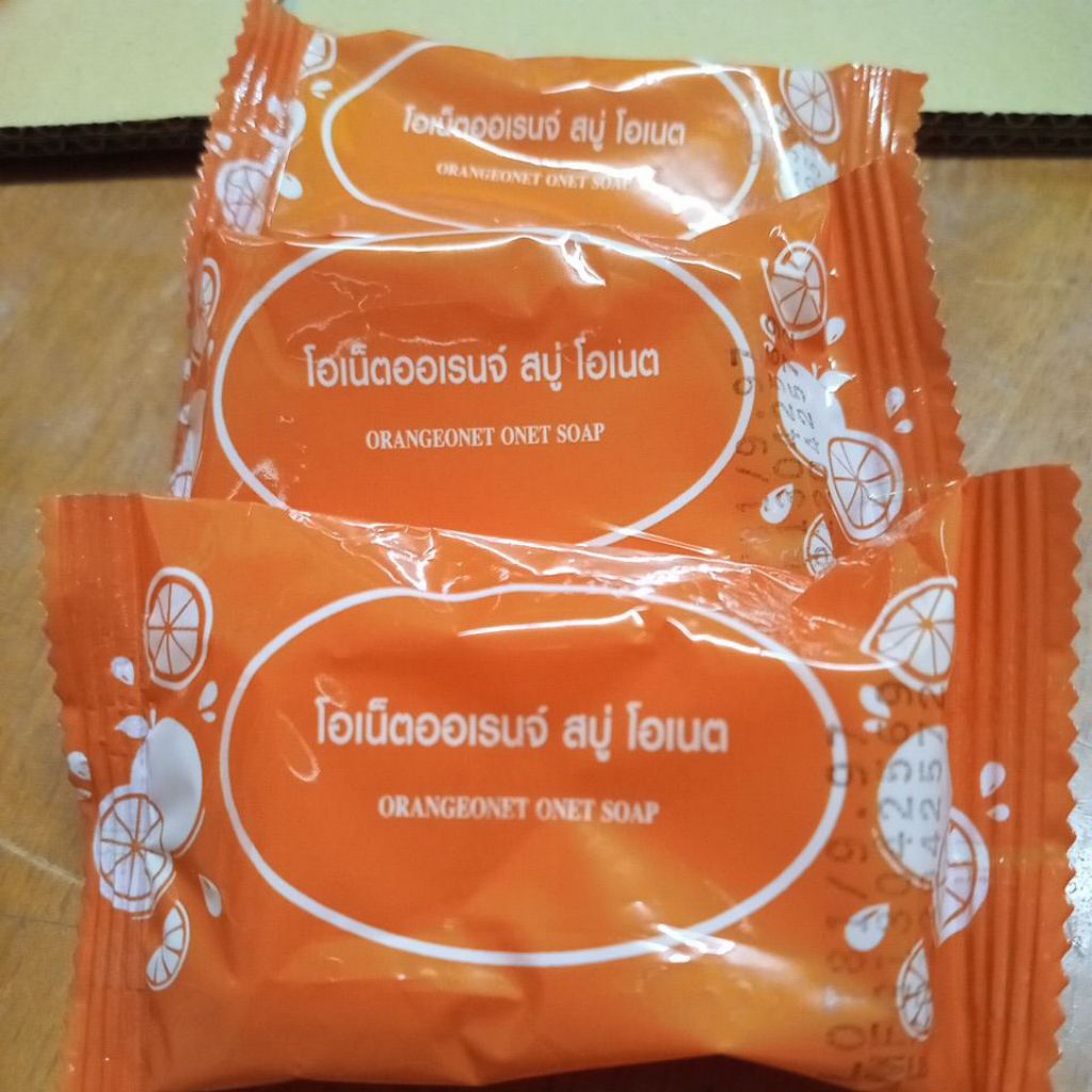 สบุ่ โอเน็ต ออเร้นจ์ orange onet onet soap ใช้ดี ฝ้า สิว  ริ้วรอย กระ 27กรัม