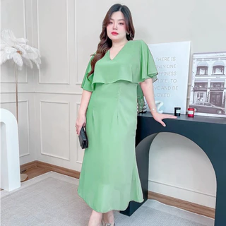 เดรสยาวสาวอวบอ้วนออกงาน สีชมพู/เบจน้ำตาล/ดำ/เขียวมิ้น/ฟ้าคราม/กรม/ขาว/น้ำตาลวอลนัท