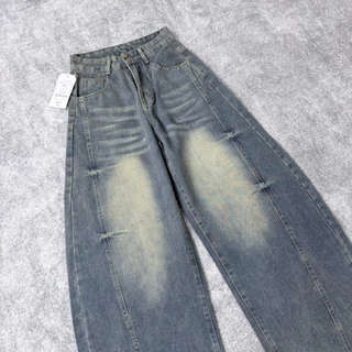 JINJEANS-448 (XS-9XL) Barrel baggy Jeans กางเกงยีนส์ทรงหลวม ทรงบาเรล