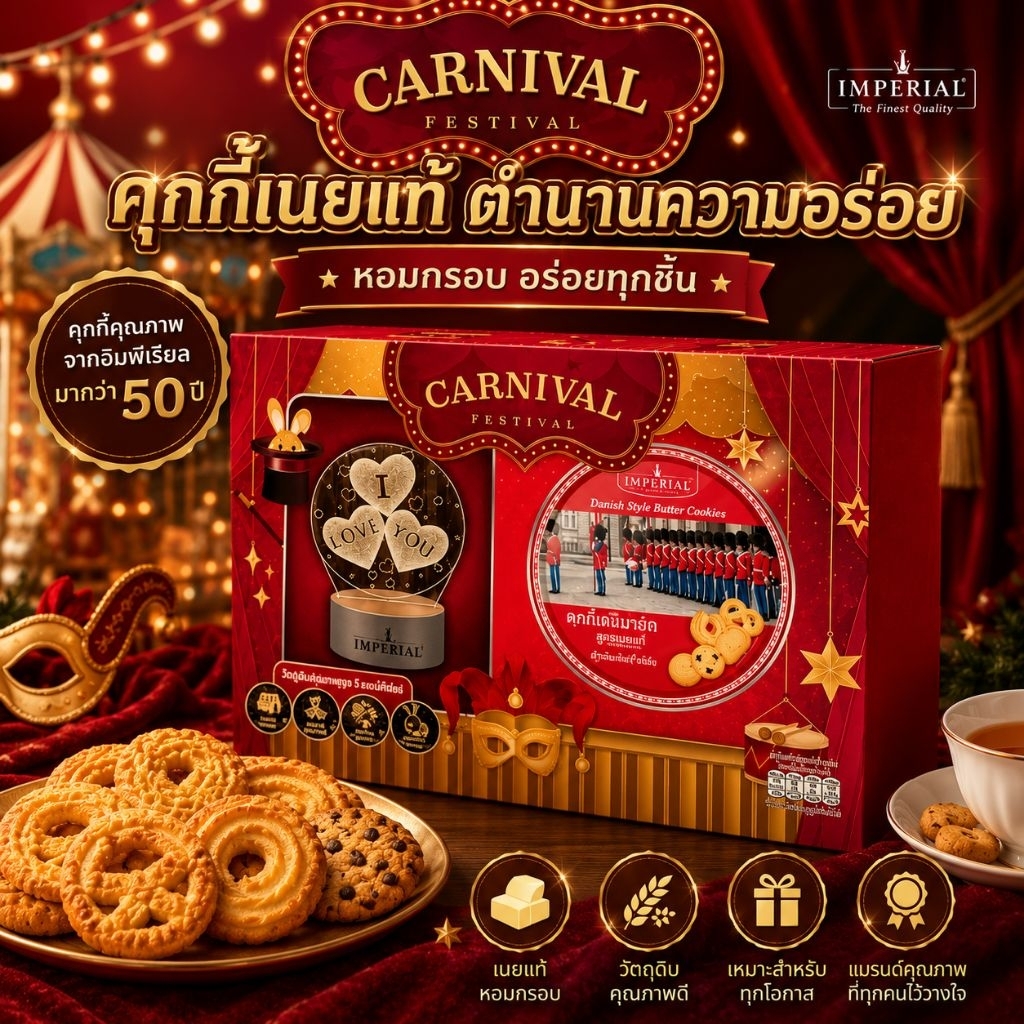 Imperial อิมพีเรียลคุกกี้ 2 รุ่น แถมฟรี โคมไฟ3มิติ และลำโพง คละลาย ของขวัญสุดพิเศษ