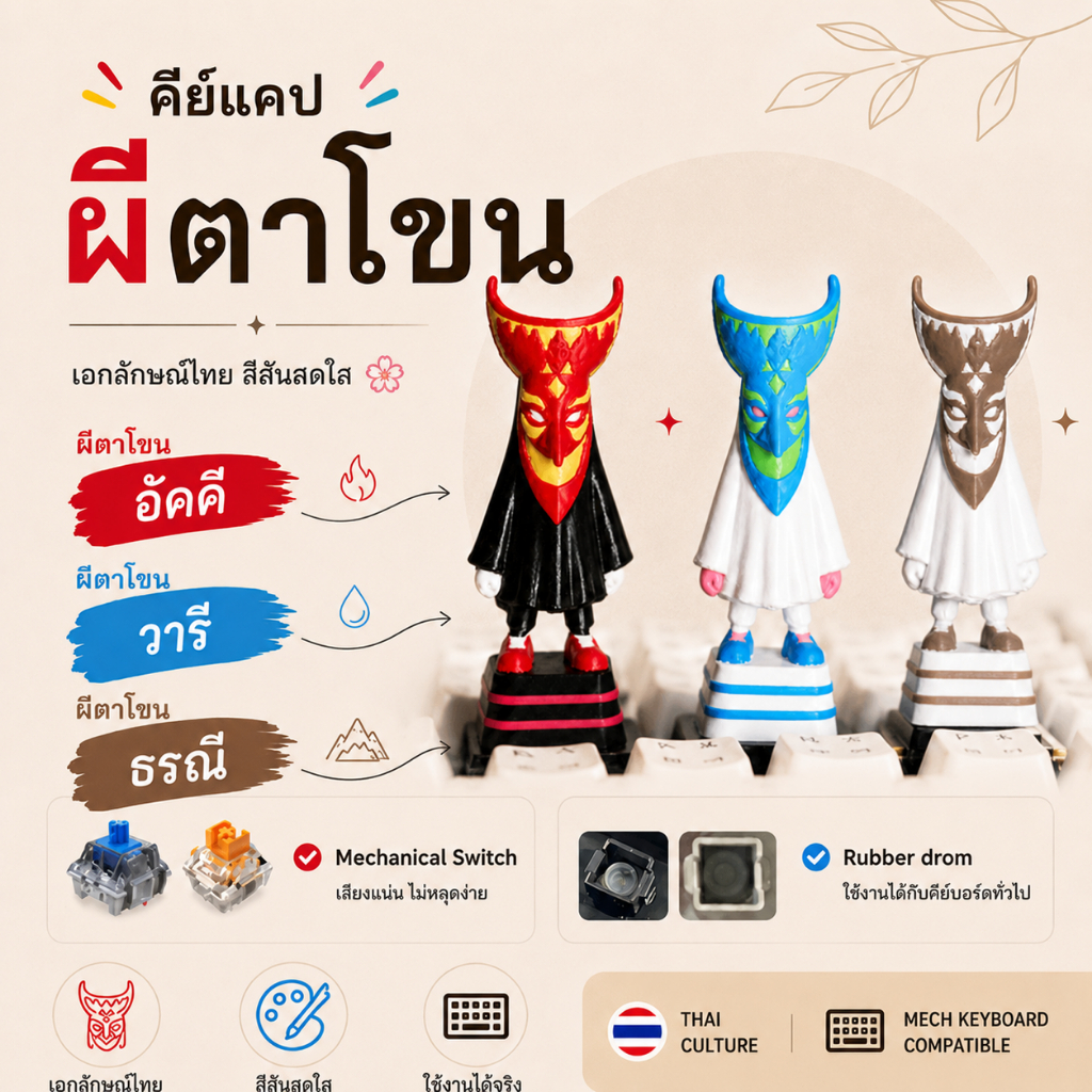 คีย์แคปผีตาโขน โมเดลผีตาโขน งานแฮนด์เมด | THAI CULTURE Series