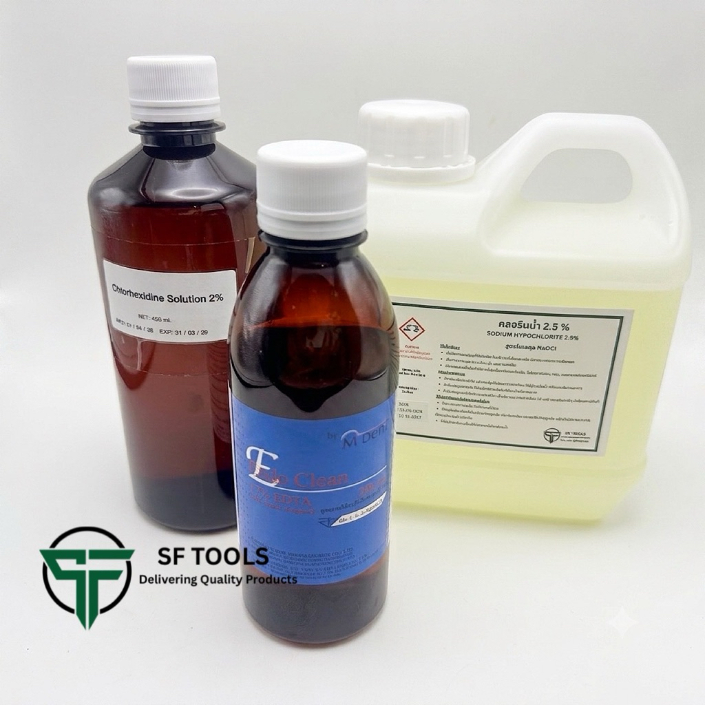 SF TOOLS เซ็ตอุปกรณ์ทำความสะอาดรากฟัน (3 ชิ้น) - EDTA 17%, Chlorhexidine 2%, Sodium Hypochlorite 2.5