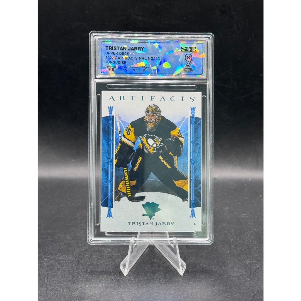 Tristan Jarry - 2022-23 Upper Deck Artifacts NHL - Turquoise Parallel - SQC Graded 9 Mint