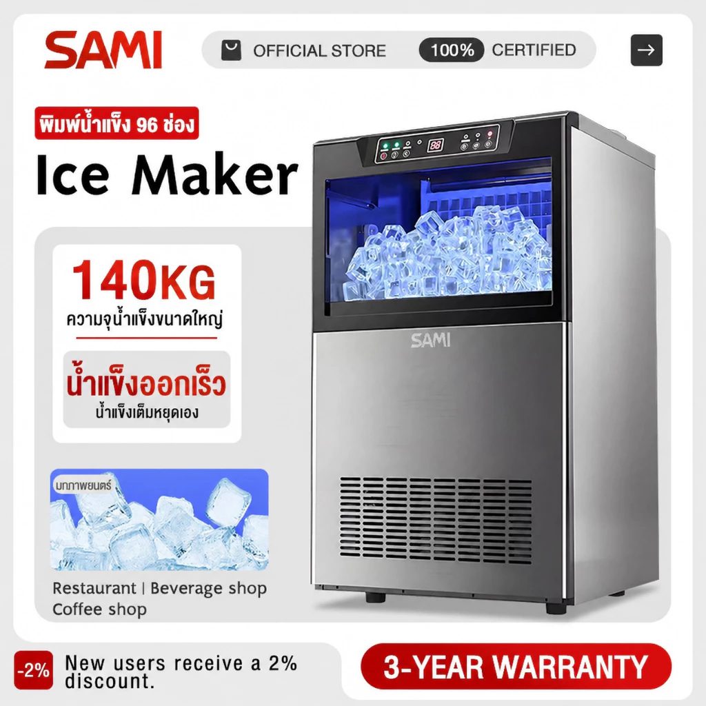 เครื่องทําน้ําแข็งไส 68~85KG Ice Maker เครื่องผลิตน้ำแข็ง ตู้ทำน้ำแข็ง ถผลิตน้ำ แถมเครื่องกรองน้ำ