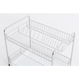 KOWAHOMEWARE S007 ชั้่นคว่ำจานสเตนเลส2ชั้นใหญ่มีถาดรองน้ำในชุดรวมที่ใส่ช้อนสเตนเลสพร้อมถาดรองน้ำStainless Steel SuS 304