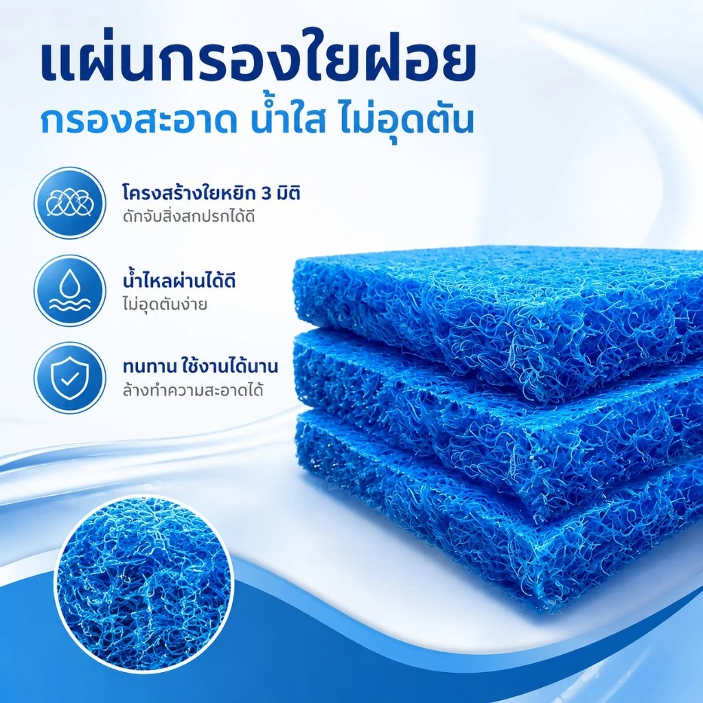 【หนามาก 5CM】ฟิวเตอร์แมทใยหยาบ Filter Mat ใยกรองหนาพิเศษ ชนิดหยาบ 100x50x5cm 50x50x5cm 100x100x5cm. ใช้ดักตะกอนในบ่อ