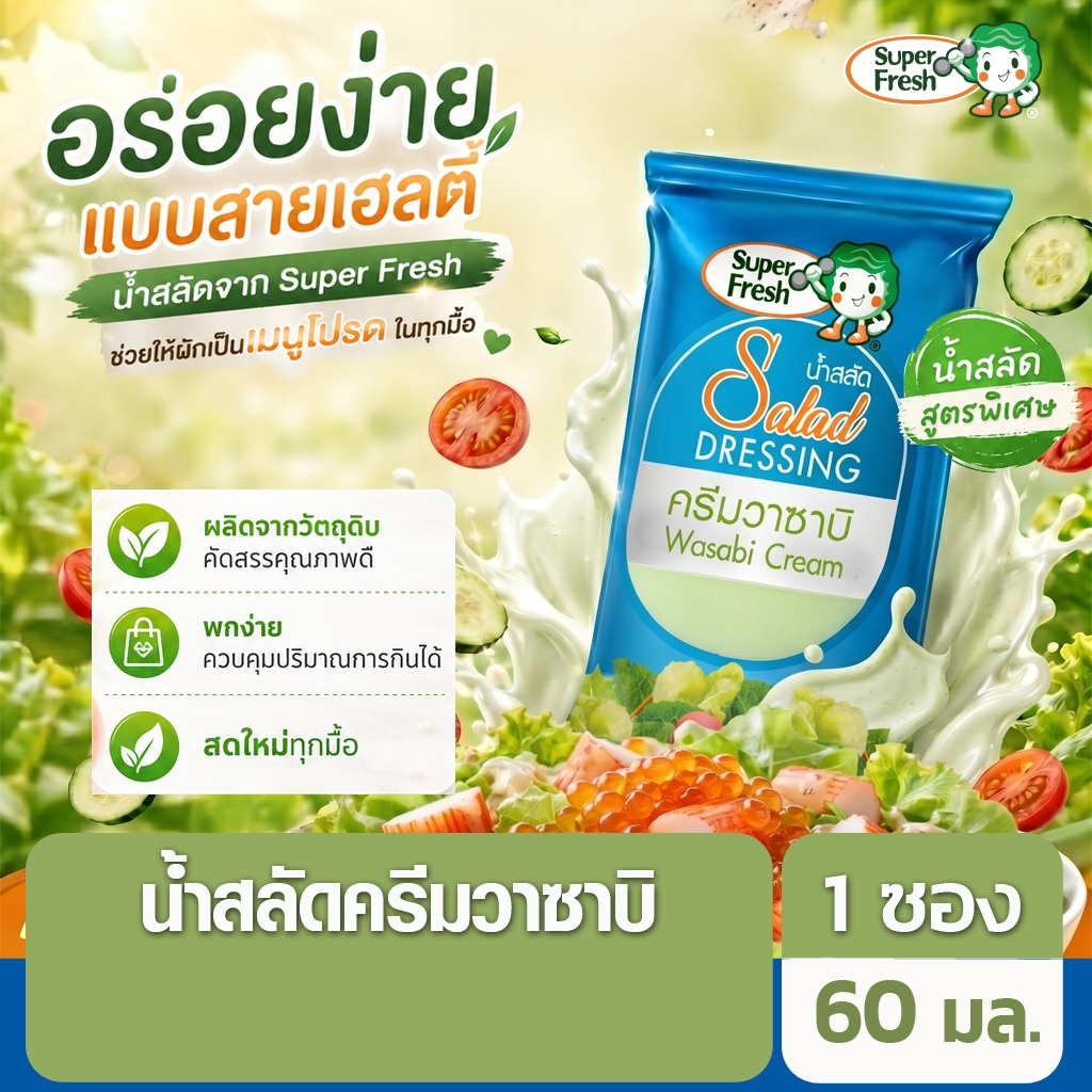 น้ำสลัดครีมวาซาบิ ซุป​เปอร์เฟรช 1000 กรัม Super Fresh Wasabi Cream Salad Dressing 1000g