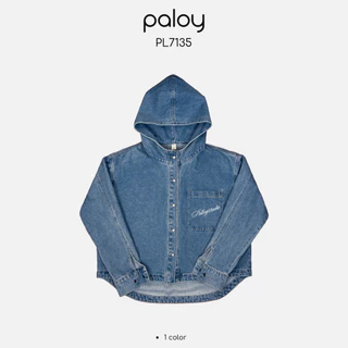 Paloy - PL7153 เสื้อฮู้ดยีนส์แต่งกระเป๋าหน้า