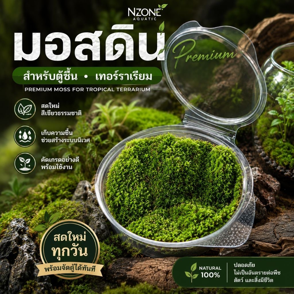 มอสดินสวยๆเขียวมอสสดกระปุ๊ก3oz