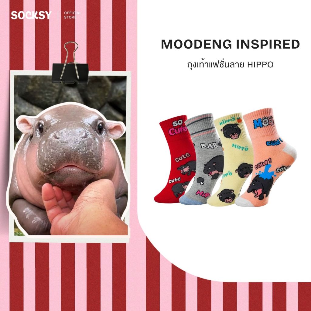 Socksy ถุงเท้าแฟชั่นคละลายหมูเด้ง (แพ็ค 12 คู่) รุ่น BKKK-0153