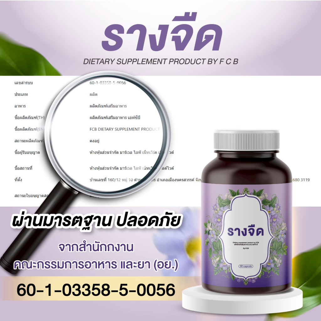 [พร้อมส่ง] รางจืด สมุนไพรสกัดเข้ม 1 กระปุก 30 แคปซูล จากชาสมุนไพร รางจืด