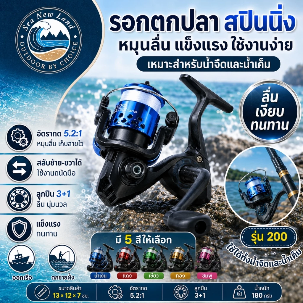 รอกตกปลา ราคาถูก 5.2: 1 ลากสูงสุด 5 กก.อลูมิเนียมพร้อมที่จับซ้า JM200 รอกตกปลาแบบหมุน 3BBรอกตกปลาขนาดเล็ก