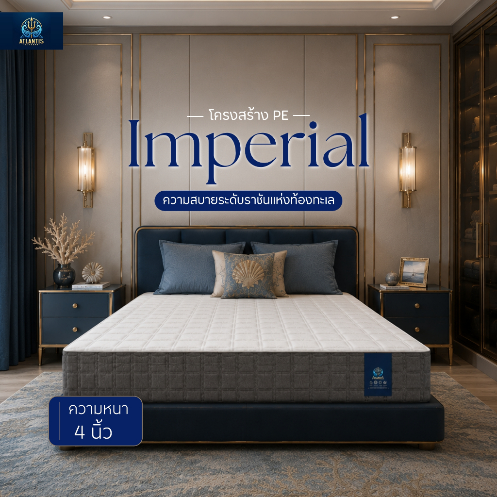 Atlantis Kingdom ที่นอน PE รุ่น Imperial หนา 4 นิ้ว รองรับสรีระ นุ่มแน่น คืนตัวดี ระบายอากาศ ผลิตในไ