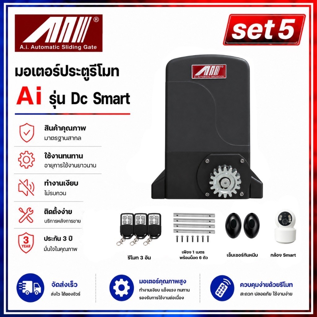 มอเตอร์ประตูรีโมทAi รุ่น AC Smart สั่งงานผ่านมือถือและกล้องวงจรปิด มีระบบSlowdown รับประกันศูนย์ไทย