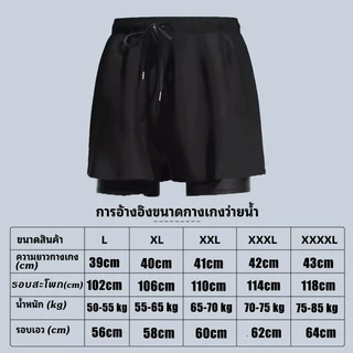 กางเกงว่ายน้ำผู้ชายมีซับใน ผ้าเย็นแห้งไว เหมาะ50-100กก. กางเกงชายหาดเล่นน้ำ