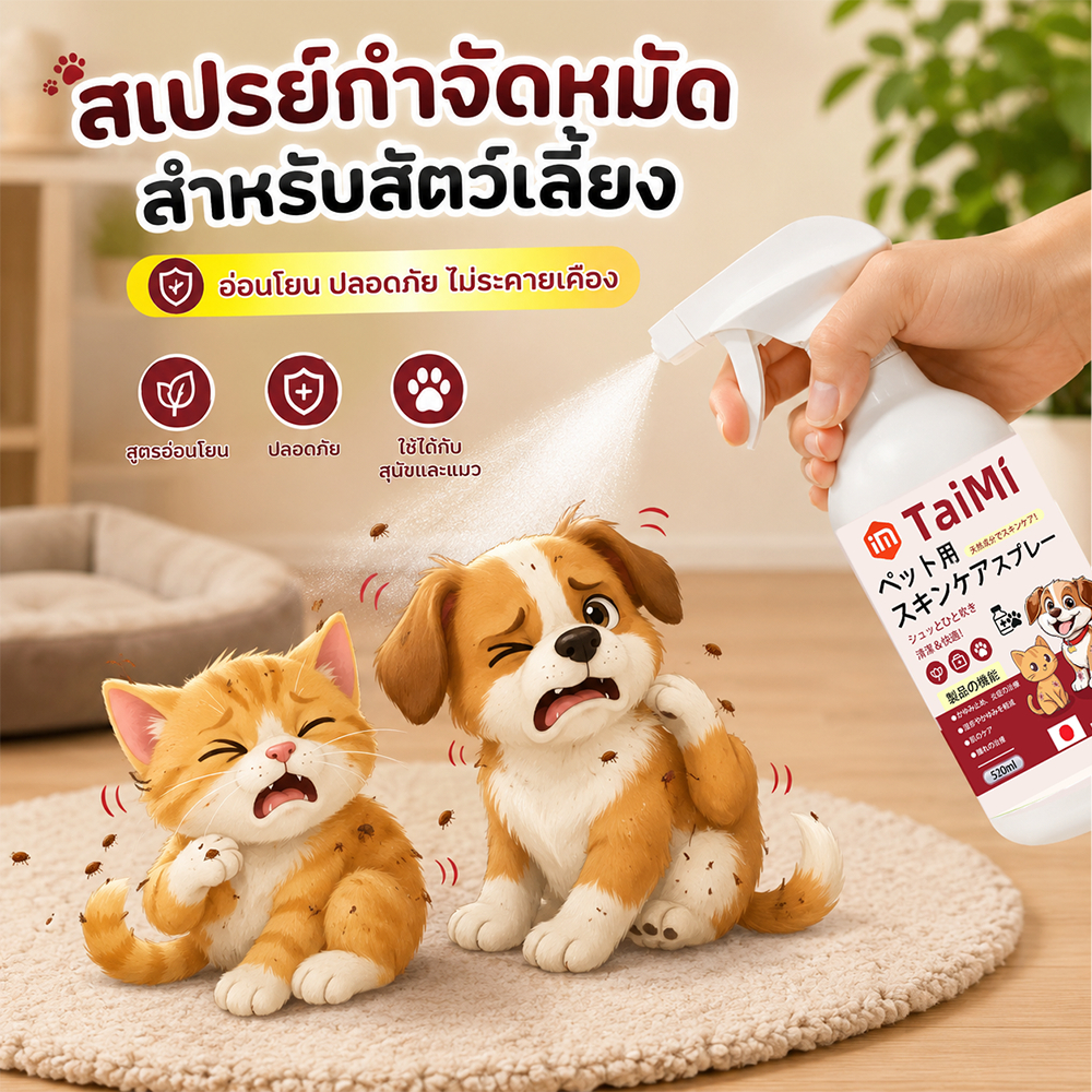 🐶🐱 สเปรย์กำจัดเห็บหมัด 520ml ยากำจัดเห็บหมัดสำหรับสุนัขและแมว กำจัดเห็บ หมัด ไร ลดอาการคัน กลิ่นไม่ฉุน ใช้งานง่าย