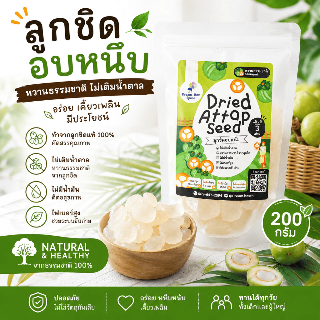 ลูกชิดอบแห้ง 200 กรัม 🍃 ขนมคลีน แคลต่ำ ไม่เติมน้ำตาล ทานเล่นไม่อ้วน ไฟเบอร์สูง ดีต่อสุขภาพ