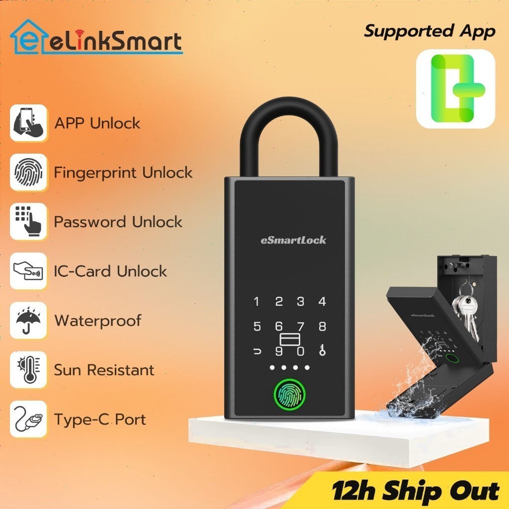 Smart Key Lock Box with Code, Large Fingerprint Lock Box with APP Control, Electronic Digital Weatherproof Security Hide