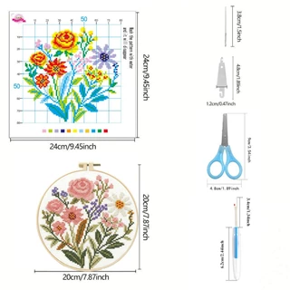 (พร้อมส่ง) ชุดปักครอสติชเส้นด้าย 11CT Cross stitch (ปัก3เส้น) ครอสติชผ้าพิมพ์ลาย งานฝีมือ DIY งานเย็บปักถักร้อย Monalisa