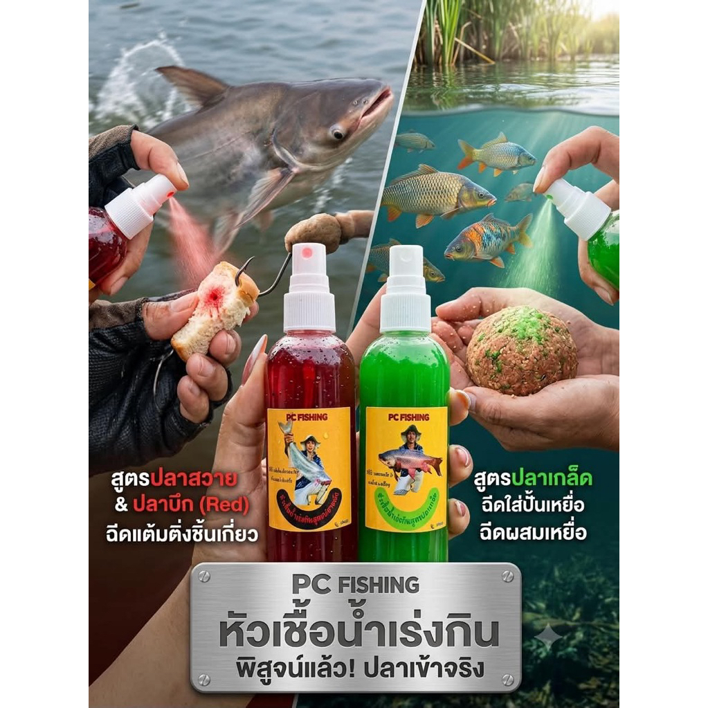 หัวเชื้อตกปลาเกล็ดและปลาหนังสูตรน้ำPC fishing 100ml
