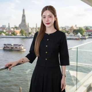 LANNA - เสื้อแขนยาวผ้าไทยกระดุมเหรียญ (รุ่นกาสะลอง) เสื้อผ้าไทยผู้หญิง ผ้าฝ้ายชินมัย ทรงสวยใส่สวยมากค่ะ