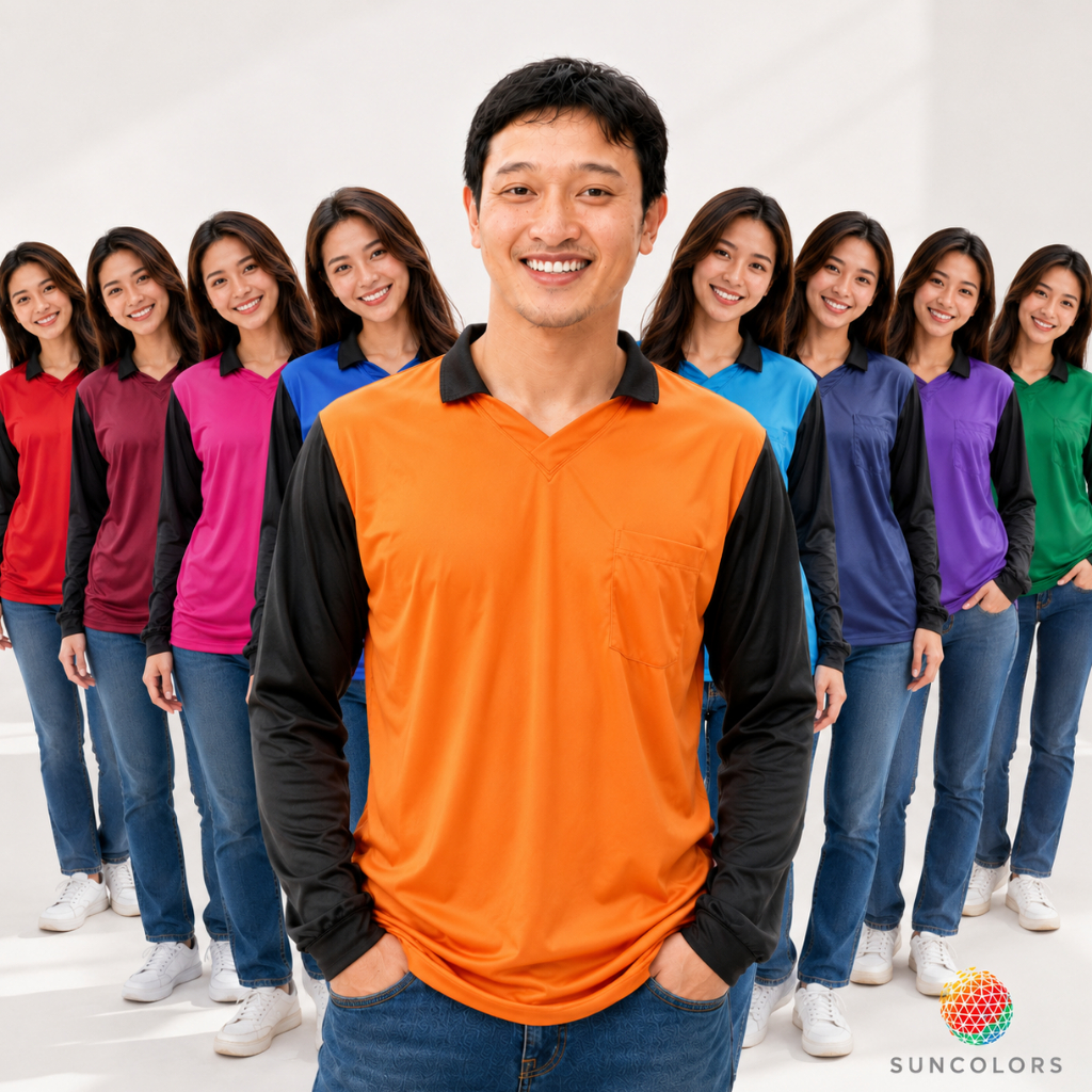 เสื้อคนงานแขนยาว คอปก รอบอกฟรีไซส์42-44นิ้ว มี15สีให้เลือก มีกระเป๋าหน้า ขายส่งราคาโคตรถูก