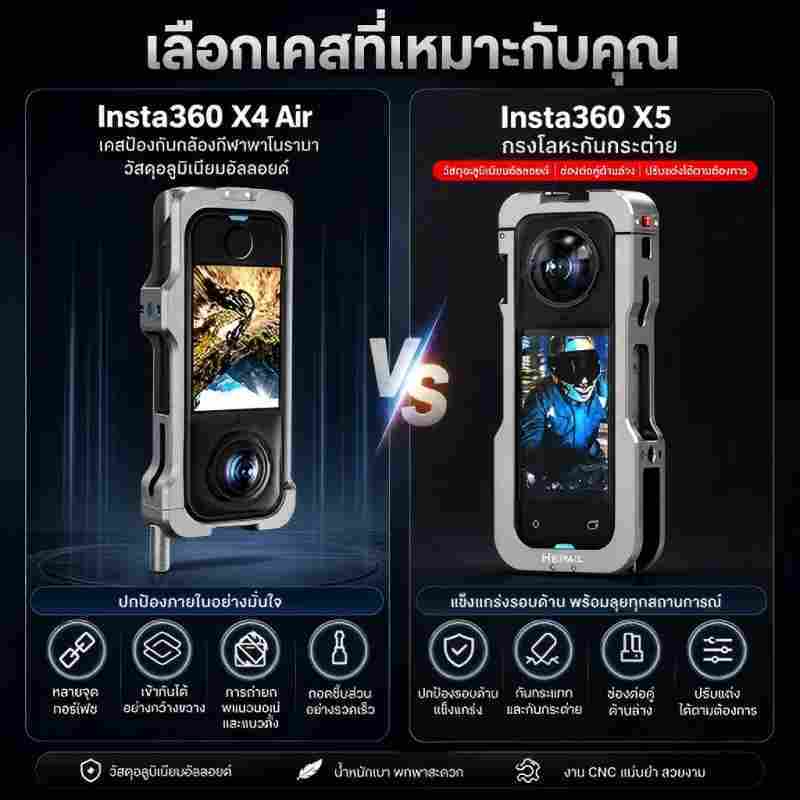 กรงป้องกัน Insta360 X4/X5 Air อลูมิเนียมกันกระแทก ให้คุณมั่นใจในทุกการผจญภัย thumbnail 10
