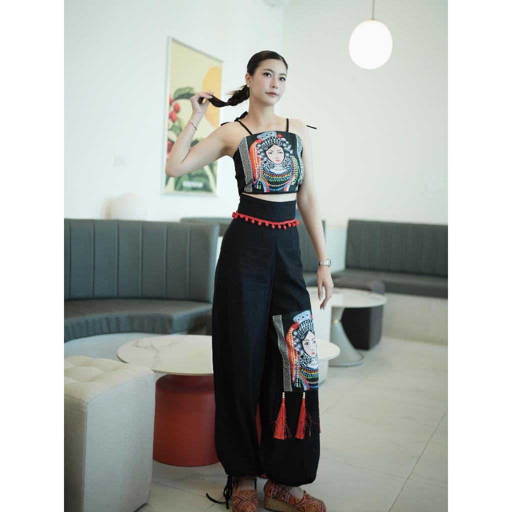 เซ็ทลายน้องลดาเสื้อสายเดี่ยวและกางเกงขาจั้ม(ผ้าโพลี่เอสเตอร์พิมพ์ลาย)
