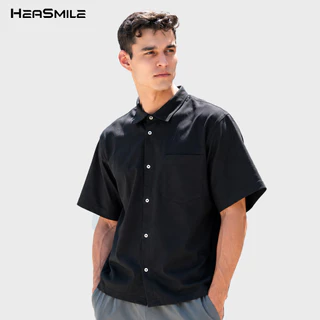 HeaSmile เสื้อเชิ้ตแขนสั้น เสื้อคอปก ผู้ชาย สไตลฺ์เกาหลี เสื้อเชิ้ตผู้ชาย สีพื้น oversize (M-BSXDXCS)