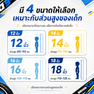 Beige จักรยานเด็ก 12/14/16/18 นิ้ว ล้อยางเติมลม มีล้อเสริม สำหรับเด็ก 2-12 ปี ของขวัญสำหรับเด็ก