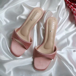 YOURSHOES N47 / รองเท้าส้นสูง 1นิ้ว รองเท้าผ้าซาติน รองเท้าออกงาน
