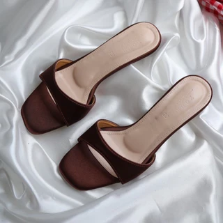 YOURSHOES N47 / รองเท้าส้นสูง 1นิ้ว รองเท้าผ้าซาติน รองเท้าออกงาน