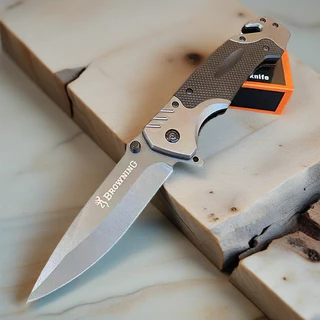 BROWNING FOLDING KNIFE มีดพับ 23CM 440C มีระบบดีดใบมีด มีดเดินป่า แบบบพกพา แข็งแรงคมกริบ
