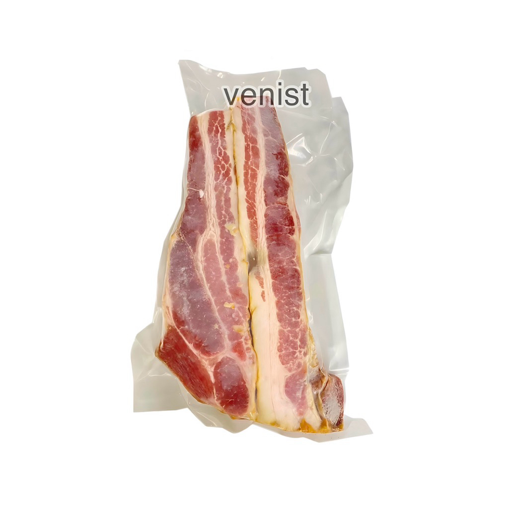 หัวท้ายเบคอนรมควัน 1kg แบบหนา เบคอนหั่นชิ้น หมูสามชั้นแท้ วัตถุดิบหมูกระทะ ชาบู ปิ้งย่าง สุกี้ หม้อไฟ อาหารแช่แข็ง