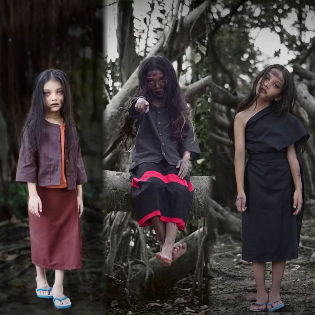 (รหัสTV)(พร้อมส่งงานไทย)ชุดฮาโลวีนเด็ก  ชุดผีปอบ🧟‍♀️🧟‍♀️  ชุดกิจกรรมเด็ก