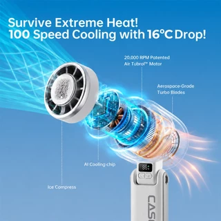 พัดลมไอเย็น CASGOO K680 ICE Cooling Fan ปรับลม199ระดับ เย็นได้16° มอเตอร์13000rpm ปรับ180°+ไฟฉาย+สายคล้อง+ฐานตั้งฟรี