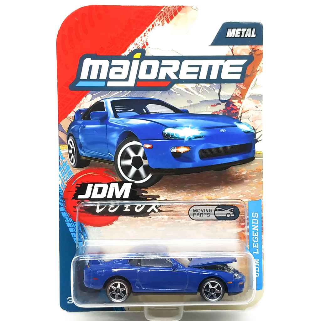 Majorette JDM Legends Series Toyota Supra JZA80 สีน้ำเงิน scale 1/60 (8cm) Package แบบยาว