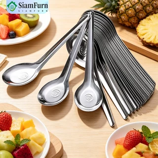 [ซื้อ 12 แถม 12] ช้อนสแตนเลสแบบหนา สำหรับใช้ในครัวเรือน นักเรียน/ผู้ใหญ่ ช้อนตักแตงโม ช้อนซุปด้ามยาว