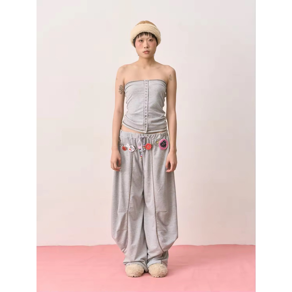 🔥มีโค้ดลด 100.-🔥มีส่งด่วน🔥Used once Lim Studio Kai drawstring curved trousers