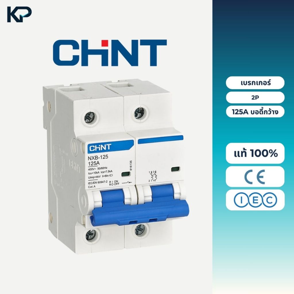 CHINT NXB-125 เมนเบรกเกอร์ 2P บอดี้กว้าง 10kA 125A เบรกเกอร์ 2เฟส เซอร์กิตเบรกเกอร์ เมนเกาะราง แม่เม
