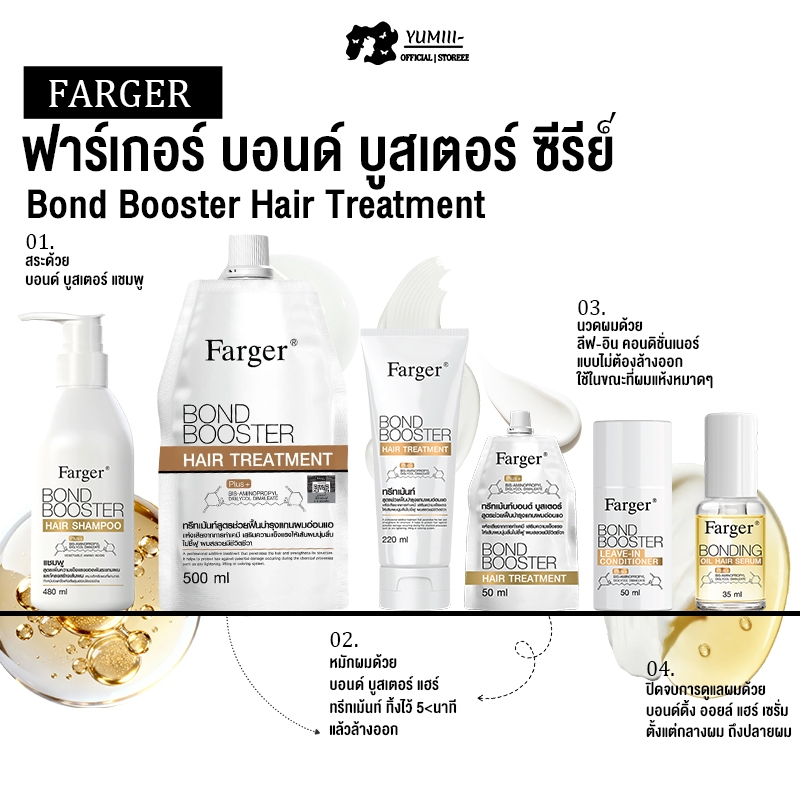Farger Bond Booster Series แชมพู ครีมนวดผม บอนด์รีแพร์ เชื่อมแกนผม ฟื้นฟูผมเสีย ลดชี้ฟู แตกปลาย