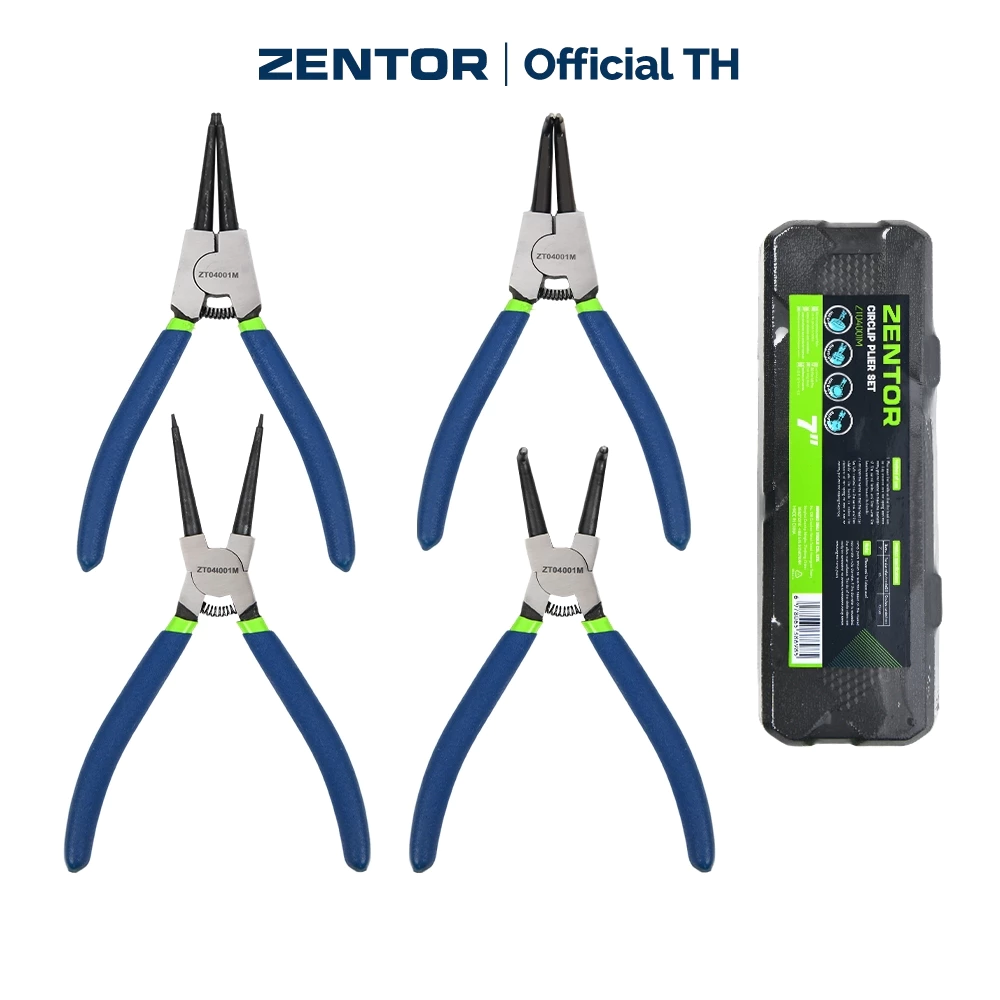 Zentor ชุดคีมถ่างแหวน คีมถ่างแหวน 4 ชิ้น แบบตรง งอ ถ่างเข้าออก ใช้แรงน้อย Circlip Plier Set
