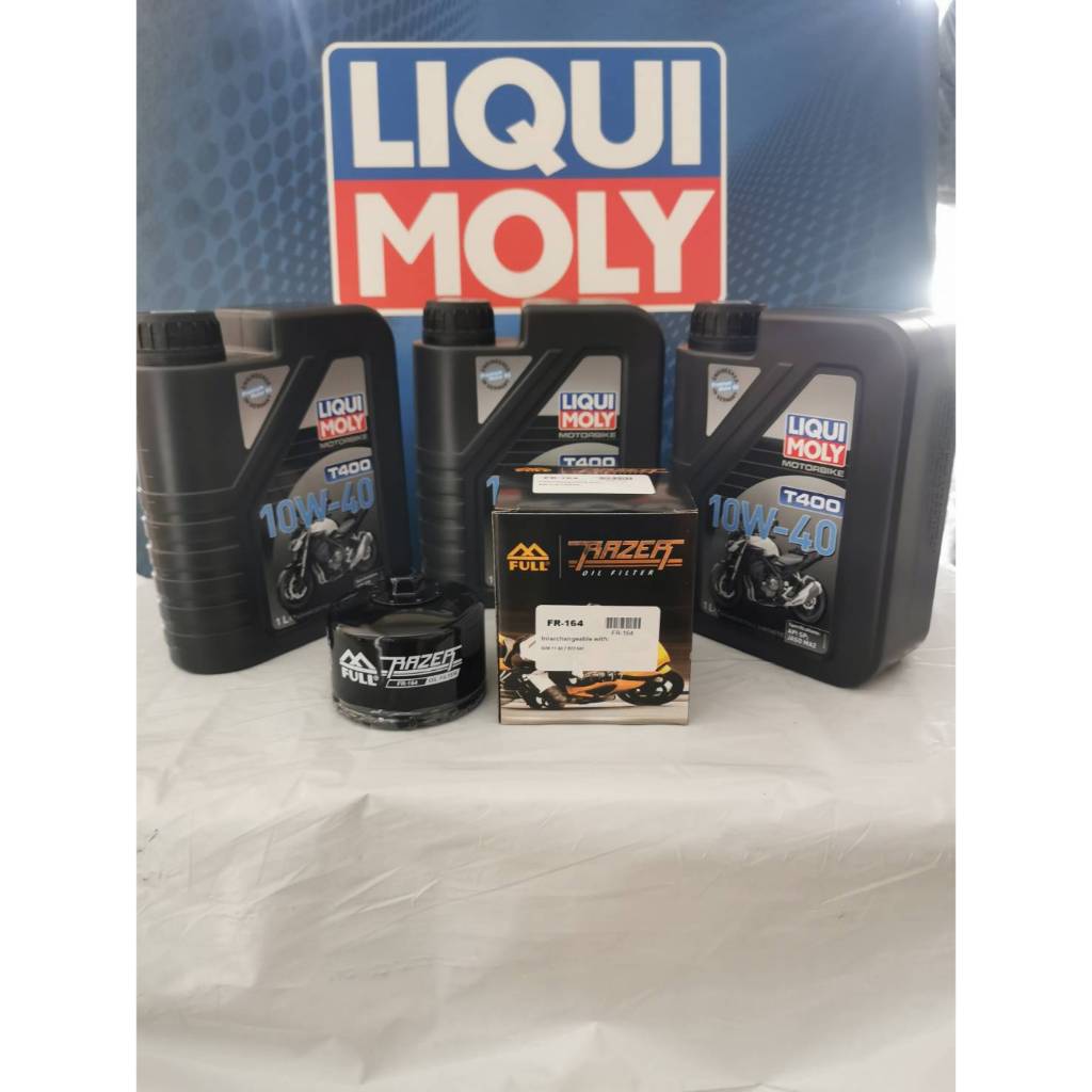 ชุดถ่ายน้ำมันเครื่อง LIQUI MOYL(T400) 10W-40 3 ลิตร ฟรี กรองน้ำมันเครื่อง FR-164 สำหรับ BMW F700 GS 