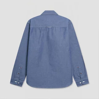 DAVIE JONES [BE FEARLESS] เสื้อเชิ้ตแขนยาวผู้ชาย Slim fit Long Sleeve Shirt สีฟ้า SH0121